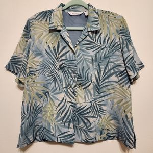 Green Tropical Short Sleeve Button Down